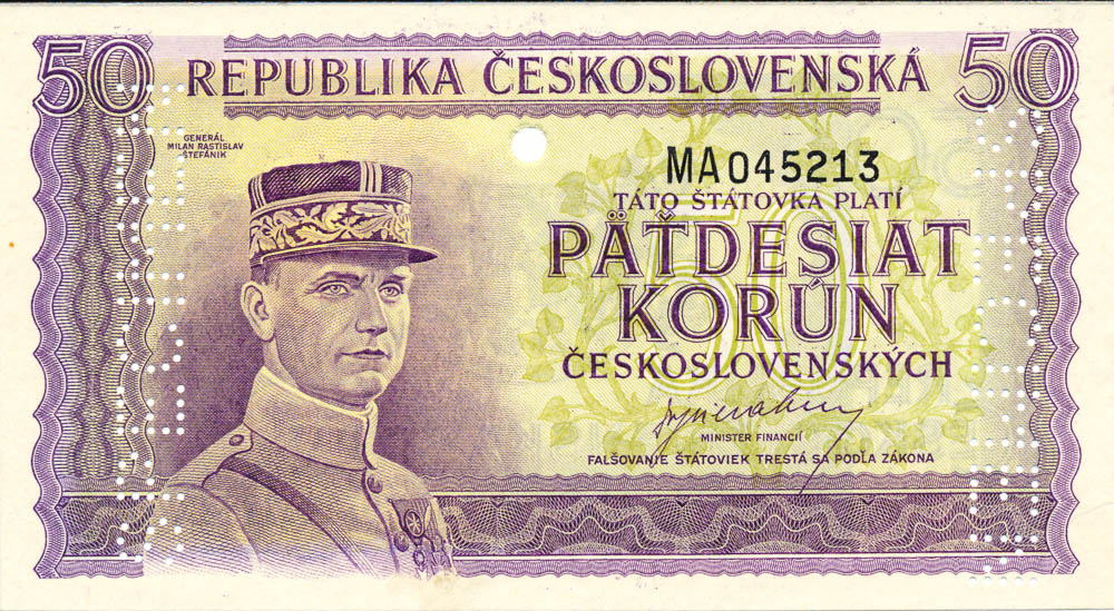 50 Koruna 1945 (bank specimen) - front