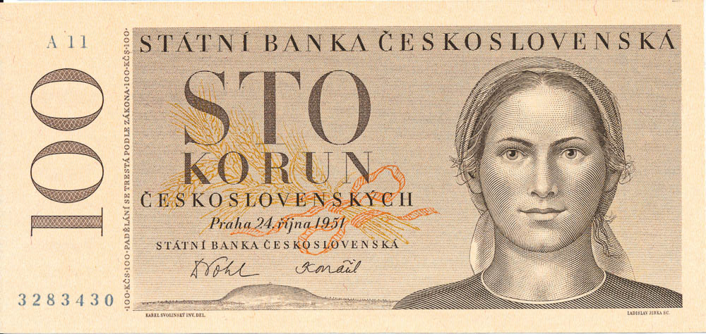 100 Koruna 1951 - front