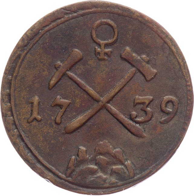 Mining token Herrngrund 1739 - back