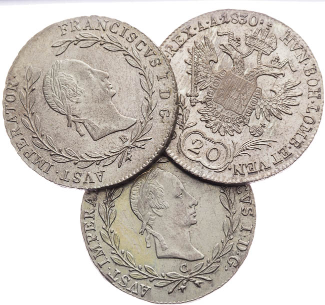 Set of 20 Kreuzer 1830 (3 pcs) - front