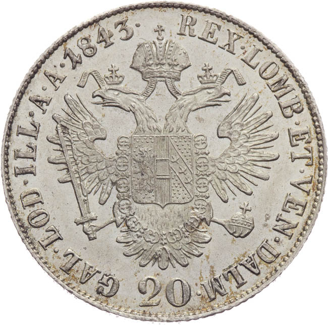 20 Krejcar 1843 - revers