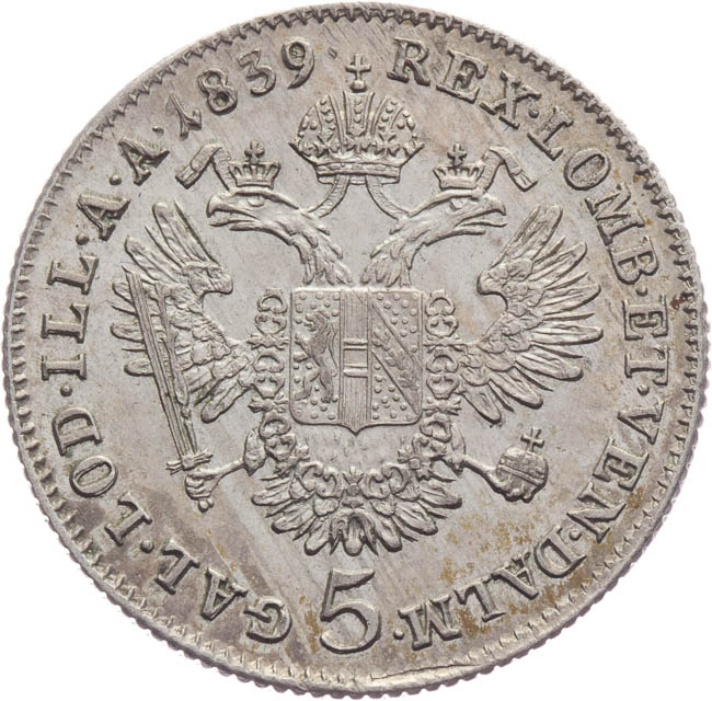 5 Krejcar 1839 - revers