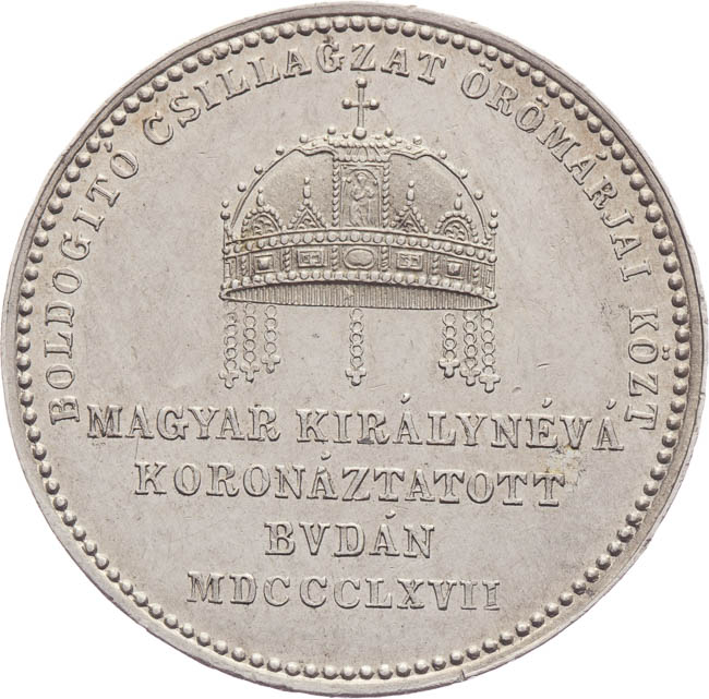Coronation token 1867 Buda - back