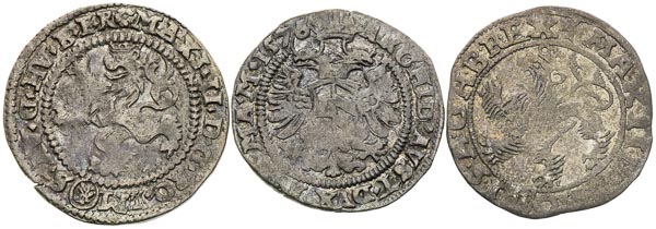 Bílý groš 1575, 1576, b.l. (České Budějovice) (3 ks) - averz