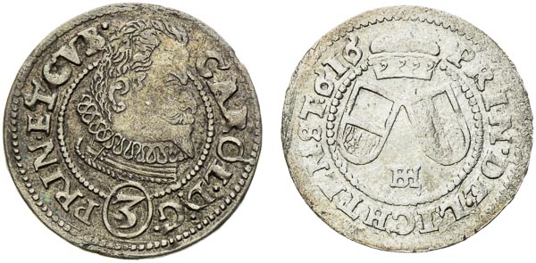 3 Grajciar 1614, 1616 (2 ks) - averz