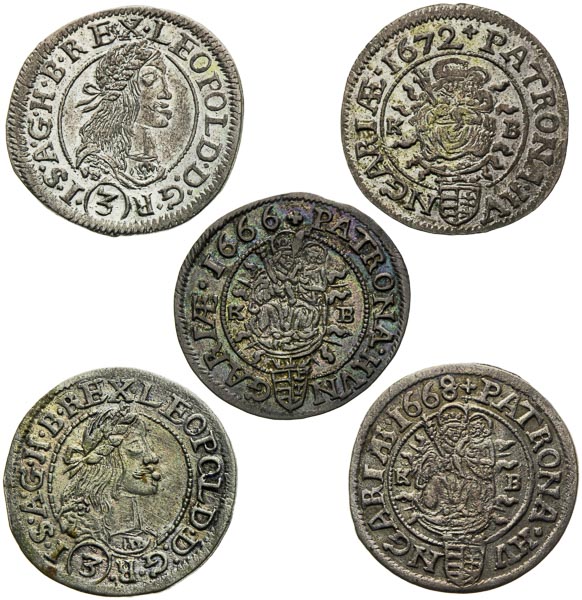 3 Grajciar lot (5 ks) - averz
