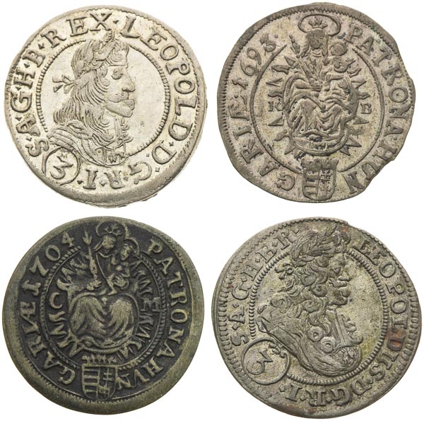 Lot 3 krejcarů (4 ks) - averz