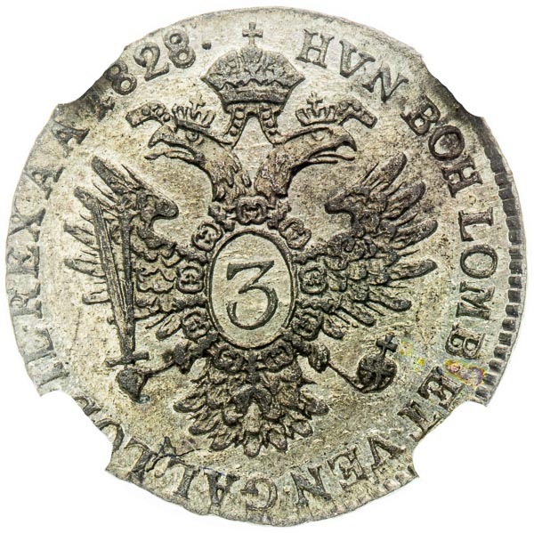3 Krejcar 1828 - revers