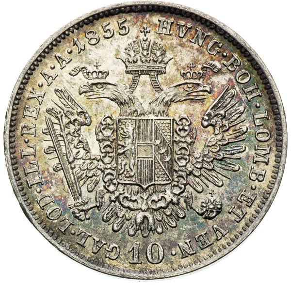 10 Krejcar 1855 - revers
