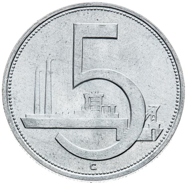 5 Kčs 1952 (skušobná razba) - reverz