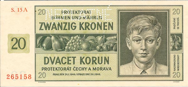 20 K 1944 s. 15 A (perforovaná) - avers