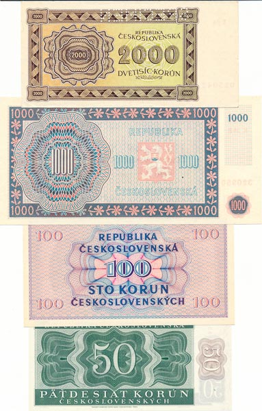 Lot bankoviek (4 ks) - reverz
