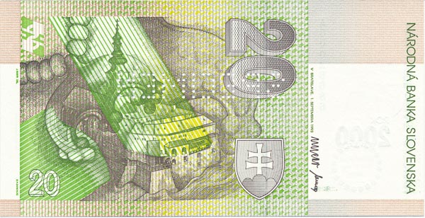 20 Sk 1993 A (bankový vzor) - reverz