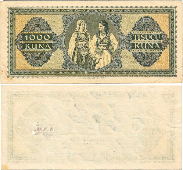 1000 Kuna 1943 A - reverz