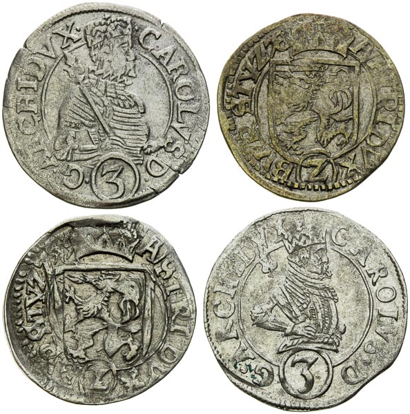 3 Krejcar, 2 Krejcar (4 ks) - avers