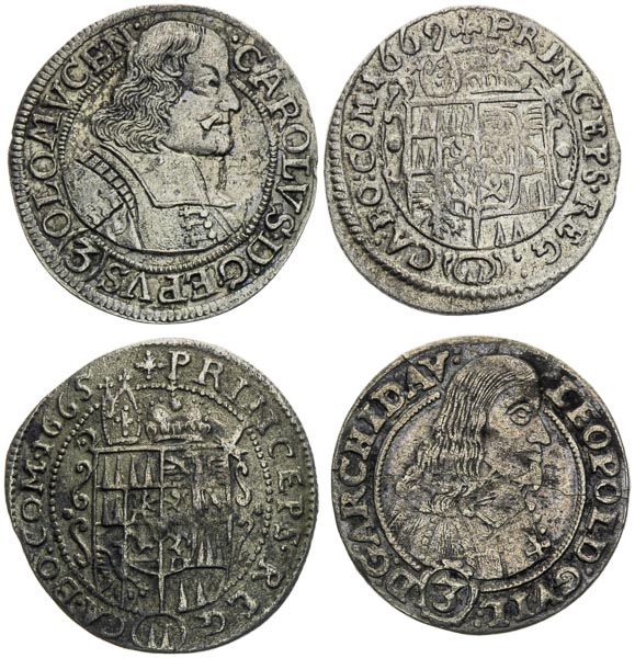 3 Krejcar 1658-1670 (4 ks) - avers
