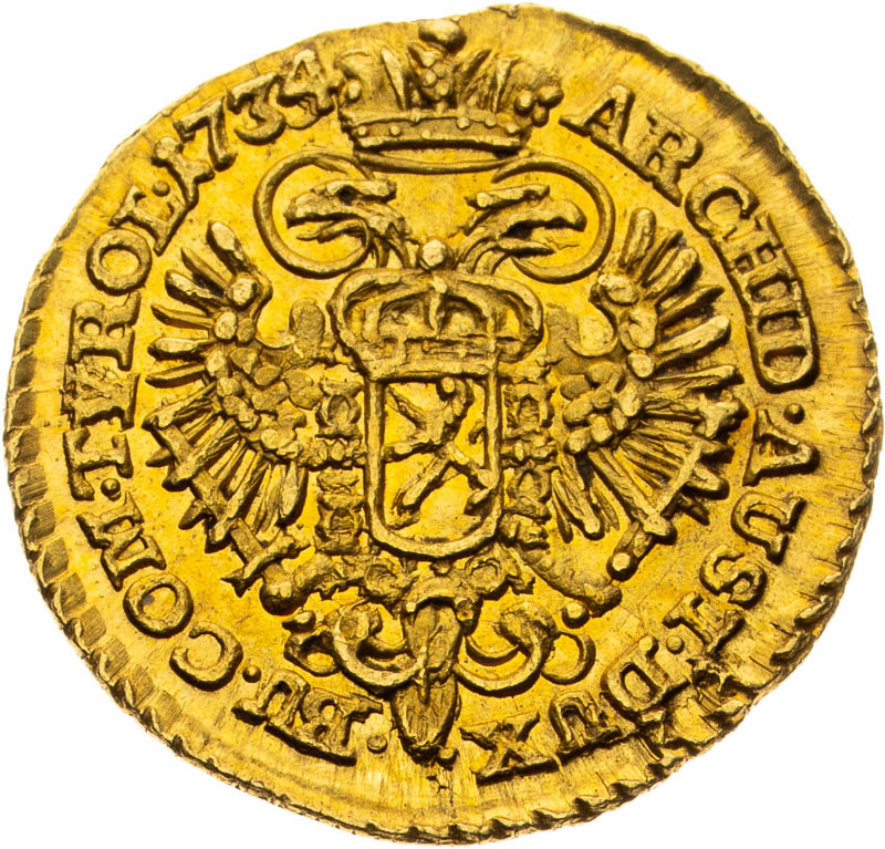 1/4 Dukátu 1734 - reverz