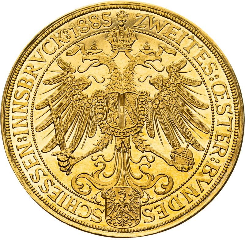 Zlatá medaile 1885 (4 Dukát) - reverz