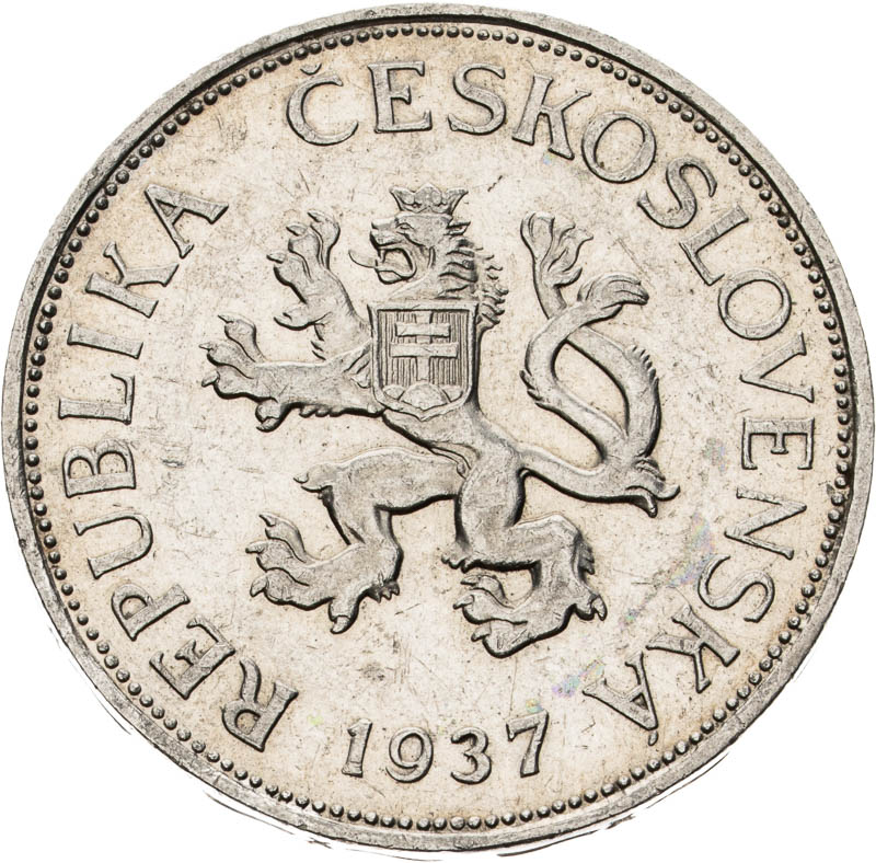 5 Koruna 1937 (pattern strike) - front