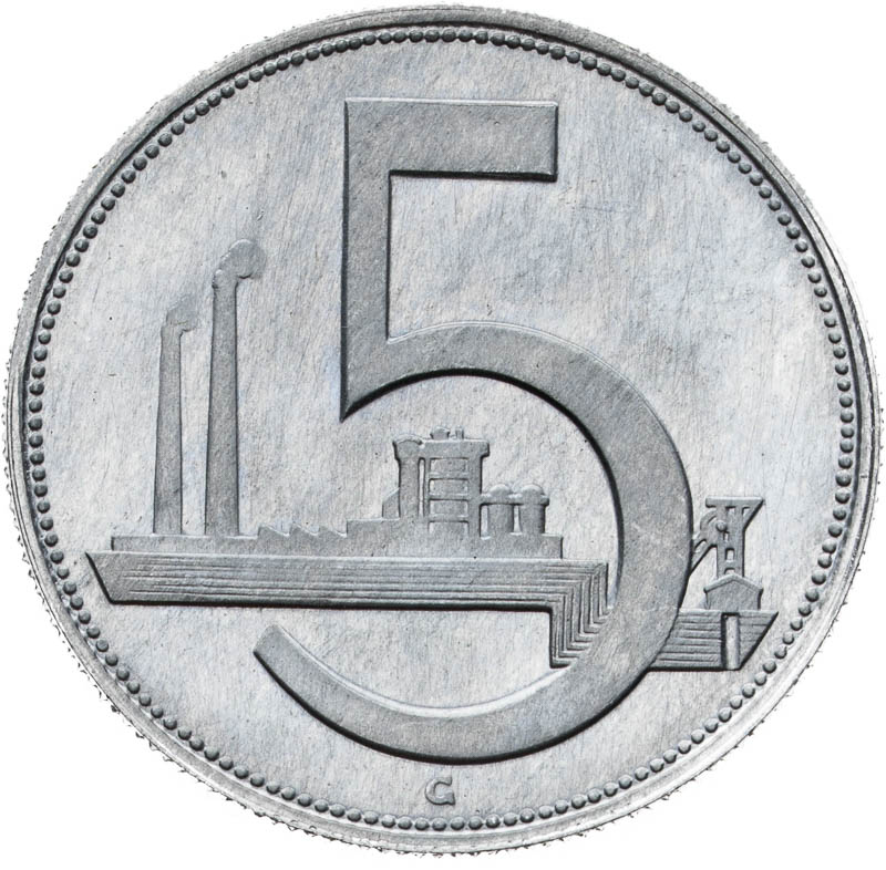 5 Koruna 1951 (pattern strike) - back