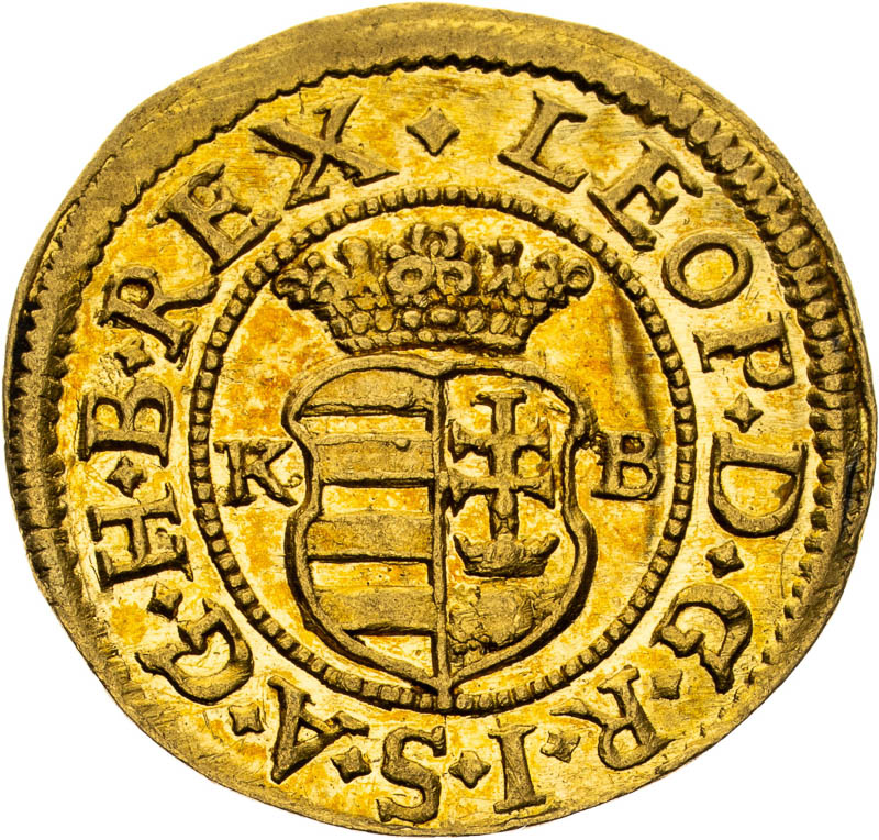 Zlatý odražek denáru 1685 (1/4 Dukát) - avers