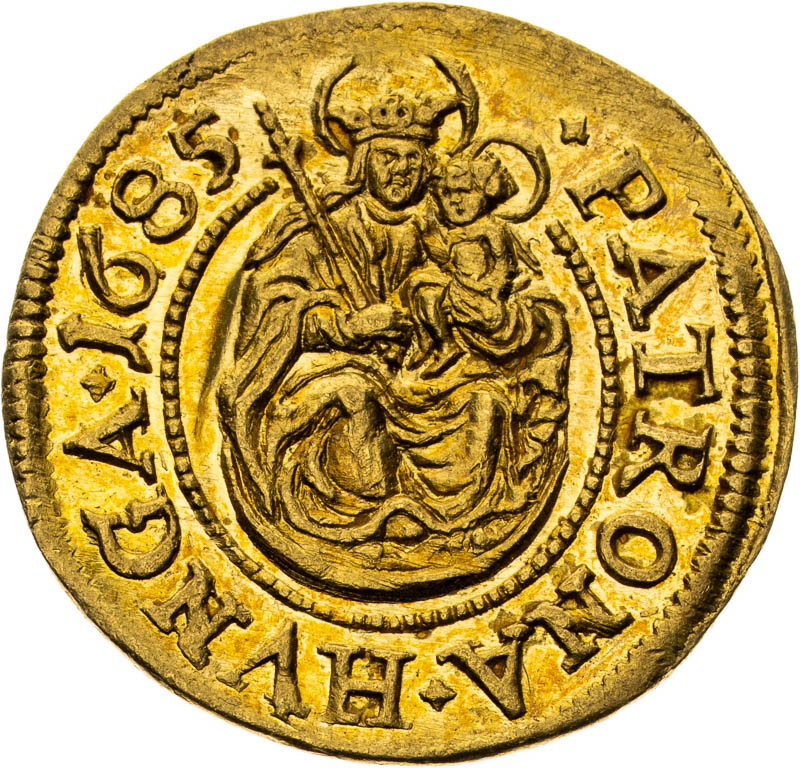 Zlatý odražek denáru 1685 (1/4 Dukát) - revers