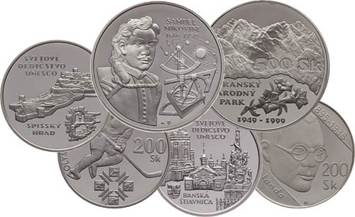 Set of slovak silver coins 1993-2006 (34 pcs) - front