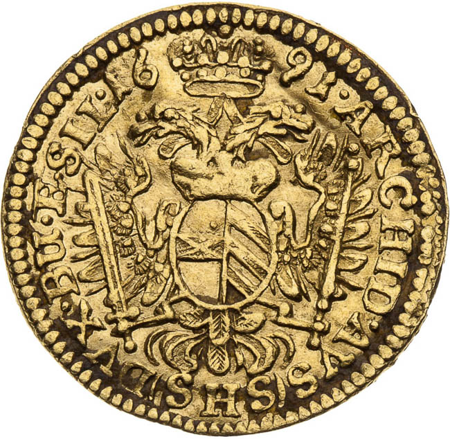 1/4 Ducat 1691 - back