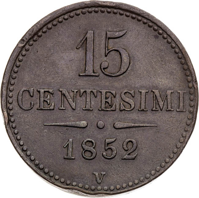 15 Centesimi 1852 - back