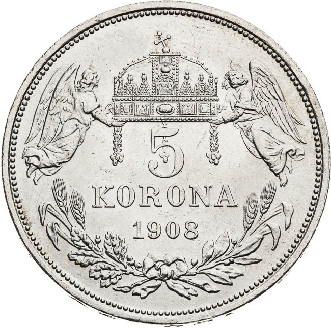 5 Korona 1908 - revers