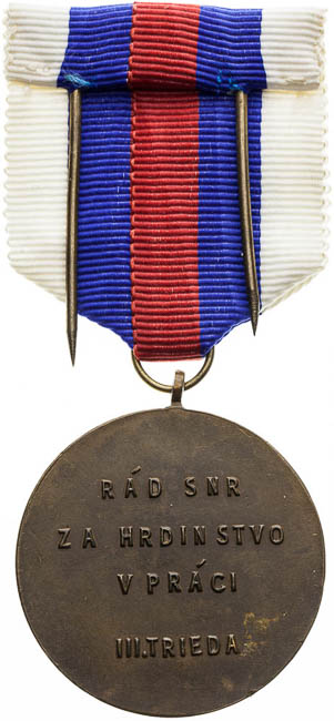 Řád slovenské národní rady za hrdinství v práci (1948) III. stupeň - revers