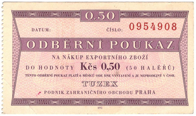 0,50 TKcs Tuzex voucher - front