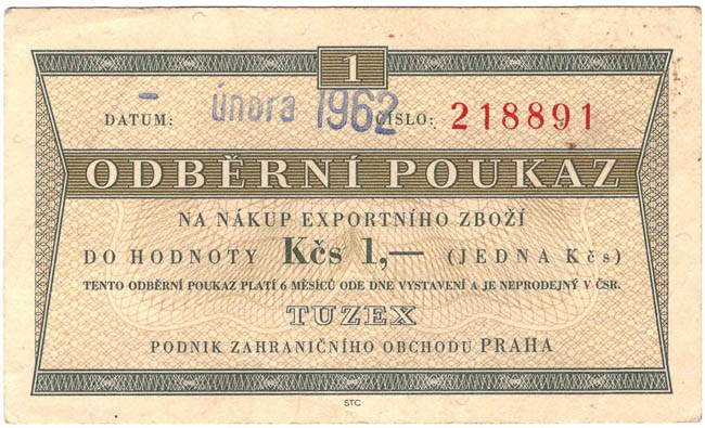1 TKcs Tuzex voucher 1962 (2 pcs) - back