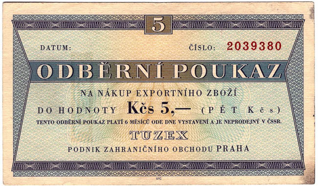 5 TKcs Tuzex voucher - front