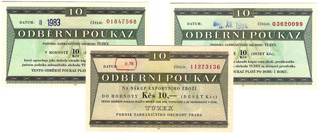 10 TKcs Tuzex voucher (3 pcs) - front