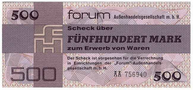 FORUM voucher - 500 Marks 1979 - front