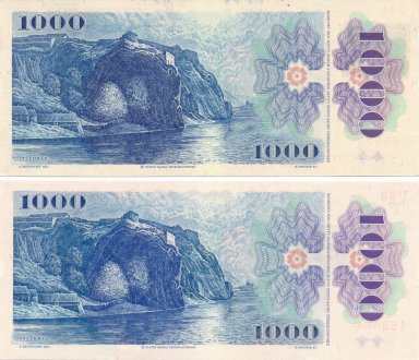 1000 Kč 1985/1993 (2 ks) - reverz
