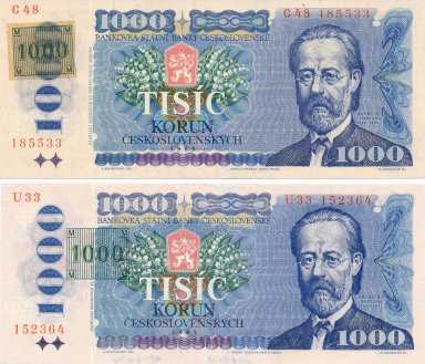 1000 Kč 1985/1993 (2 ks) - averz