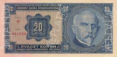 20 Kč 1926 O (bankový vzor) - reverz