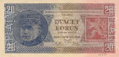 20 Kč 1926 O (bankový vzor) - averz