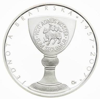 200 Kč 2007 Jednota bratrská - stříbrné pamětní mince ČNB - avers