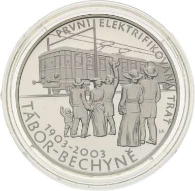 200 Kč 2003 První elektrifikovaná trať Tábor-Bechyně - František Křižík - reverz