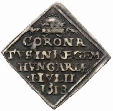 Strieborná klipa 1618 - Korunovácia Ferdinanda II. v Bratislave - reverz