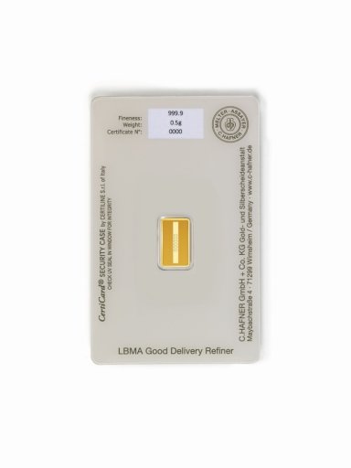 Gold bar C. Hafner 0,5 g - back