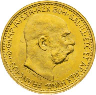 Investiční zlato 20 Koruna František Jozef I. 1915 - Novoražba - revers