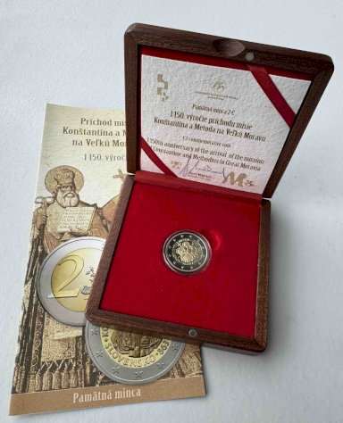 2€ Príchod misie Konštantína a Metoda na Veľkú moravu PROOF NBS- Guvernérska emisia - averz