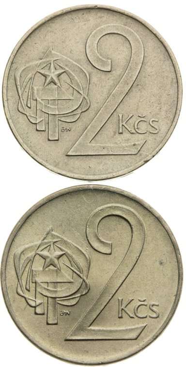 Lot 2ks 2 Korunových mincí 1973 - averz