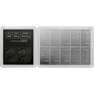 Silver bars Valcambi CombiBar 10 x 10 g - back