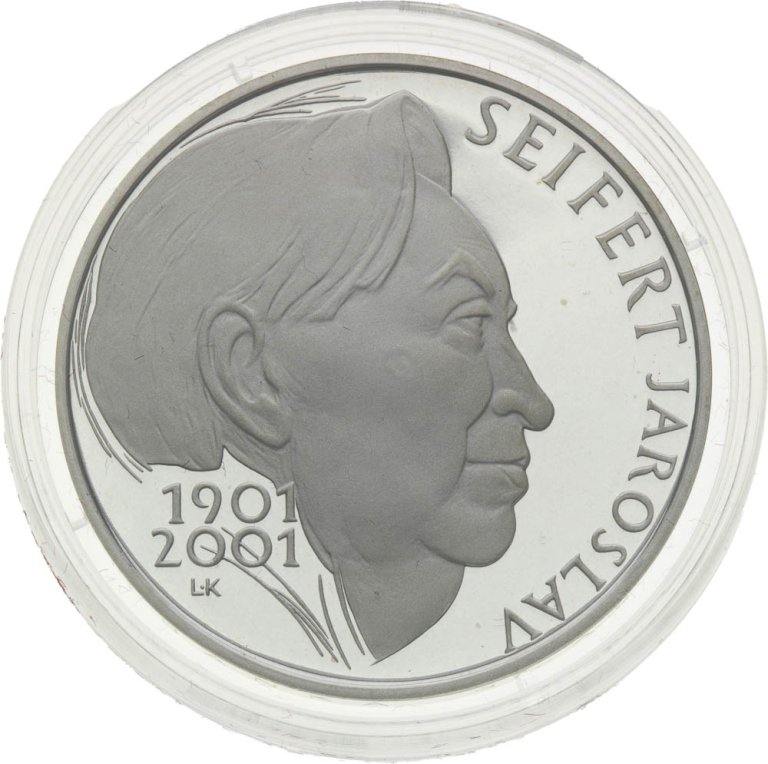 200 Kč 2001 Jaroslav Seifert - strieborné pamätné mince ČNB (1)